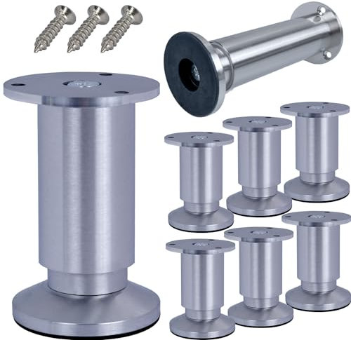 Stahlia Möbelfüße höhenverstellbar | Aluminium | (8 Stück) Höhe: 12cm | Ø 38mm | 250Kg Belastbarkeit | Füße für Möbel Schrankfüsse Sofa Füße Möbelbeine