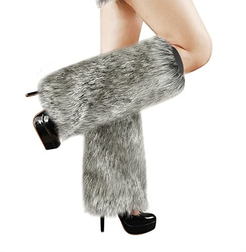 YJZQ Beinstulpen Damen Plüsch Beinwärmer Sexy Fellstulpen Beinstulpen Warme Socken Stulpen Beinlinge Stiefelüberzüge für Damen Mädchen 42CM