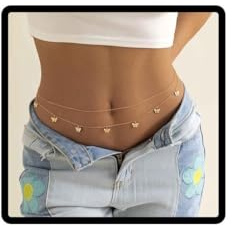 Papillon taille chaîne perle ceinture pendentif taille chaîne lettre ventre corps chaîne accessoires corps Summer Beach Night Club Party (Or A)
