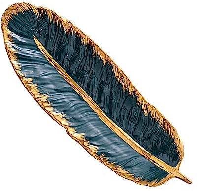 BESTonZON Kreatives Schmuck Und Snacktablett Aus Keramik Mit Goldrand Große Aufbewahrungsschale Für Desserts Obst Und Schmuck Stilvolles Design Für Zuhause Und Veranstaltungen