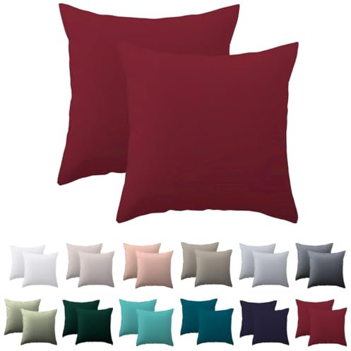Nesture Kissenbezug 80 x 80 2er Set - kopfkissenbezug 80x80 cm Rot, 100% Mikrofaser kissenbezüge mit Reißverschluss, Weich und Bügelfrei
