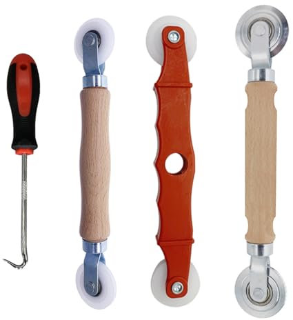 Wjelet 4 Pcs Window Fitting Tools, Window Glazing Tools, Curved Shovel, Leather Strip Press Wheel, Gasket Hook Multi-Functions Window Gap Adjustment Installation Tool