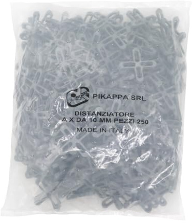 Pikappa 655 Distanziatore a croce da 10 mm per piastrelle e rivestimenti. Colore Grigio. Sacchetto da 250 pezzi