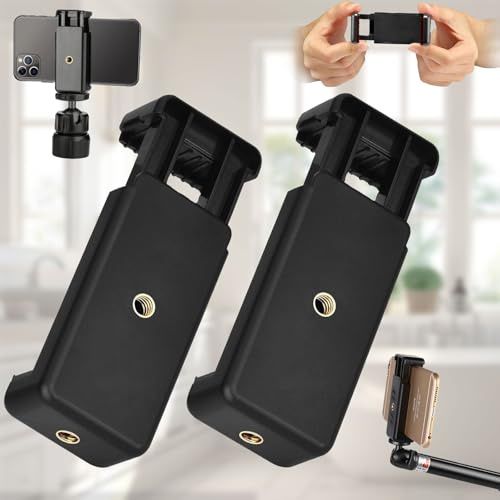 Mikqky 2 Piezas Soporte De Trípode De Teléfono Móvil, Clip Ajustable para Soporte Telefónico, Soporte para Teléfonos Inteligentes Universales 1/4 Pulgadas, Adaptadores De Trípode para Teléfonos