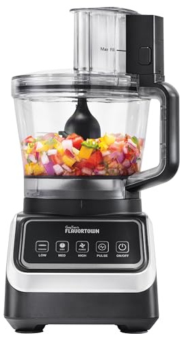 Guy Fieri's Flavortown Food Processor 4-Speed Control with Easyfeed Chute, 750W Motor, 8-Cup Bowl, Vegetable Chopper, Mixer, Smoothie Maker, Dough Kneader, Baby Food & Meal Prep, Black