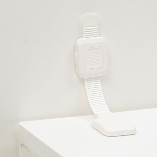 YEYA Upgraded No Drill Furniture Anchors for Baby Proofing, Anti-Tip Adjustable Straps, Strong Adhesive Backing 4 Pack