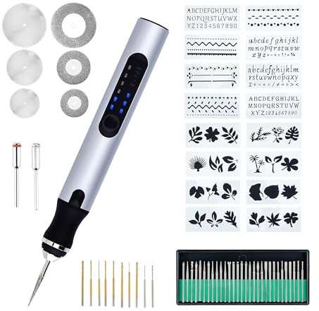 Mcbazel Elektrischer Gravierstift, USB Wiederaufladierbar Gravur Werkzeug Kit, Graveur Gravurwerkzeug für Schmuck Glas Holz Kunststoff Metall Stein