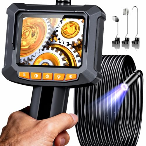 Endoskopkamera mit Licht, Endoskop Kamera mit 2,8-Zoll IPS Bildschirm, 1080P HD Inspektionskamera mit 5m Semi-Steifem Kabel, Rohrkamera mit IP67 wasserdichte Sonde, Kanal-Kamera