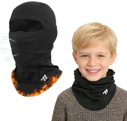 AYPOW Passamontagna Invernale in Pile Termico con Traspirante per Bambini 4-12Anni, Multifunzionale Antivento Maschera da Sci Ciclismo, Berretti con Scaldacollo per Ragazzi Ragazze all'Aria Aperta