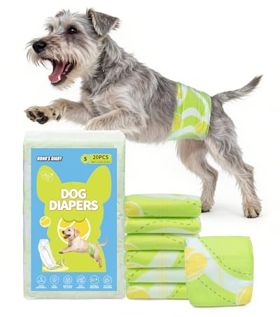 Dono Disposable Dog Nappies Male for Incontinence, Wetness Indicator, 20ct, Dog Diapers, Male Dog Belly Bands, Super Absorbent, Leak-Proof, Excitable Urination, Marking Issues, Travel, S(30-48CM)