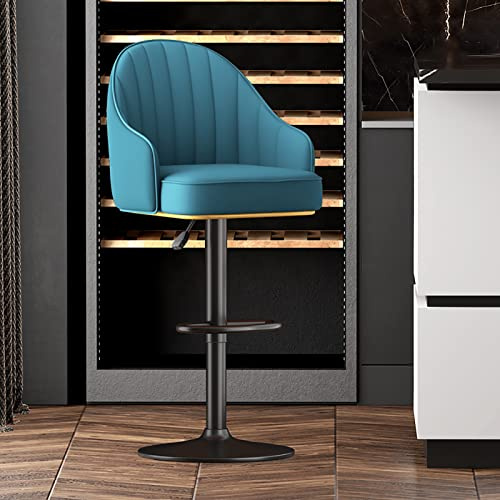 Sgabello da bar girevole ergonomico in similpelle - Sedia imbottita regolabile in altezza per cucina, pub, bar, bistrot - Nero