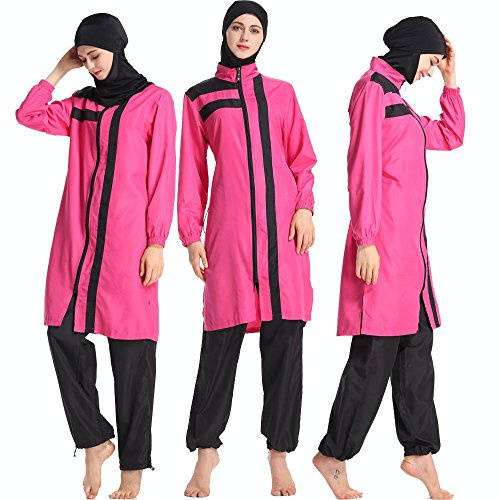 RSSR Costume da bagno musulmano modesto con hijab staccabile, burkini burqini, 3XL, rosa