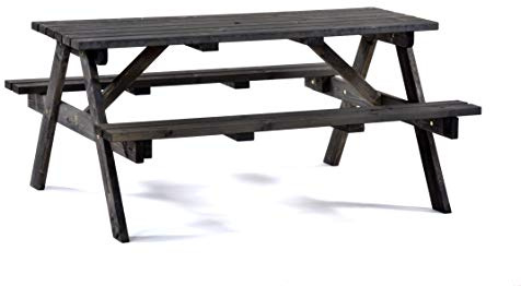 BrackenStyle Chester 6 Seat Picnic Table, 150cm Length, Dark Grey