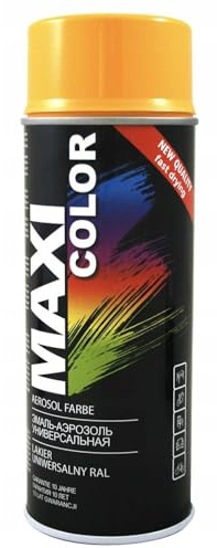 Maxi Color NEW QUALITY Sprühlack Lackspray Glanz 400ml Universelle spray Nitro-zellulose Farbe Sprühlack schnell trocknender Sprühfarbe (RAL 1028 melonengelb glänzend)