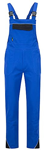 BWOLF ARES 100% Baumwolle Latzhose Herren Arbeitshose Schutz-Latzhose Arbeits-Latzhose (Königsblau/Schwarz, L)