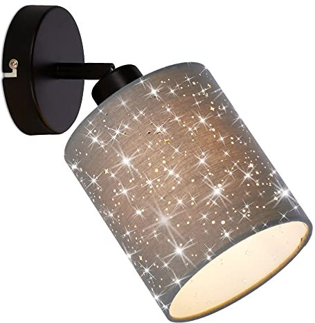 BRILONER Leuchten - Spotleuchte, Wandspot, Wandleuchte inkl. Sterneneffekt, dreh- und schwenkbar, 1x E27, max. 25 Watt, Grau-Schwarz, Basis:100x25mm (DxH)