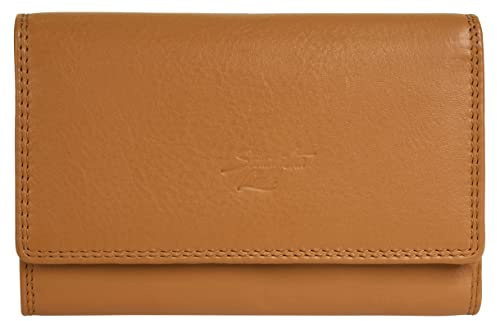 Samantha Look Geldbörse im Querformat Echt Leder Damen | RFID Portemonnaie mit Münzfach | XL Brieftasche mit Fotofach | Großes Damenbörse mit Steckfächern | 021839