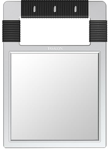 TASALON Unbreakable Hand Mirror, Silver, Rectangular, Tabletop Mount, ABS Frame, Handheld Mirror for Barber, Salon, Makeup, Shower