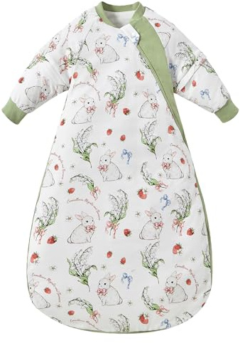 Chilsuessy Babysovsäck vinter med avtagbar långärmad varm vadderad babysovsäck barn året runt halsduk för pojkar och flickor, kanin trädgård/3,5 tog, L/babyhöjd 80–90 cm