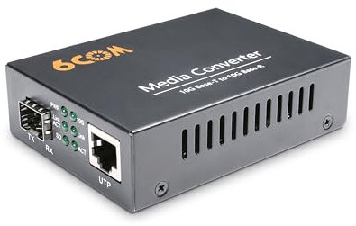 6COMGIGA 10G Fiber Media Converter,Unmanaged 1x 1000M/2.5G/5G/10GBase-T Auto-Negotiation RJ45 Slot to 1x 10GBase-X SFP+ Slot,Support 10GBase-SR/LR/ER/ZR Transceiver, 10G SFP to RJ45 Converter