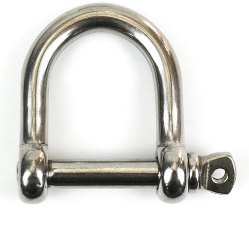 DAUMLINK® Lot de 2 manilles en D, larges, en acier inoxydable A4/Aisi 316 (2 pièces), comme connecteur de chaînes ou de tampons aux œillets (8 mm)