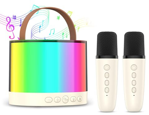 Ankilo Karaoke Machine for Kids Adults, Mini Karaoke Machine 2 Microphones Portable Kids Microphone with 5 Voice Changing Effects Gifts for Girls Boys