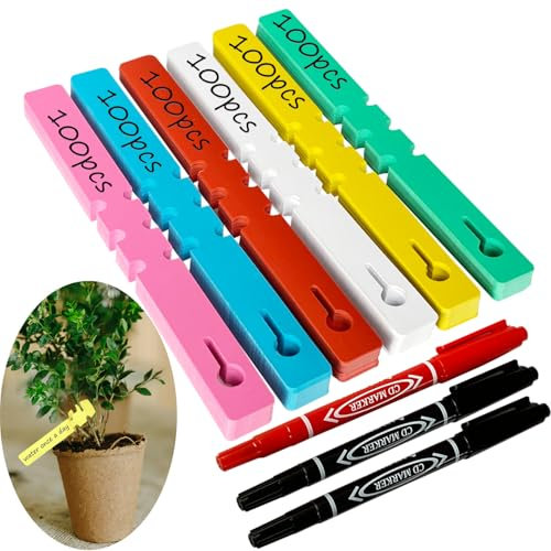 Pflanzenschilder Kunststoff Pflanzenetiketten 600Stk Pflanzenstecker zum Beschriften Pflanzschilder Wetterfest Einstellbar für Bäume und Pflanzen im Freien 2 x 21 cm (600)