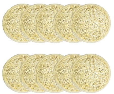 10 pezzi di spugna per il viso naturale Luffa, in spugna per doccia ecologica e biodegradabile, 100% naturale per il corpo e il viso per il bagno SPA doccia – 7 cm