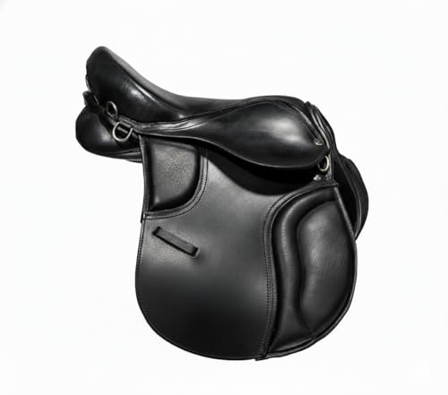 Leather Treeless Pony Saddle With Comfortable GP Design Fits 15 inch Seat Color Black