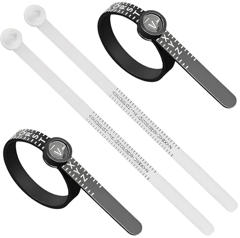 4 Pcs Ring Sizer UK, Ring Sizer With Magnifying Glass, Adjustable Tool Ring Measurement Tool For Men and Women, Sizes A-Z (Black and White)