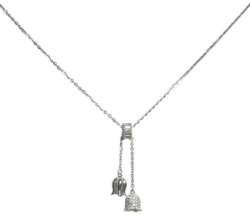 crayfomo Collier pendentif cloche en argent, délicat collier chaîne pompon pour les femmes, bijoux d'usure quotidienne minimaliste