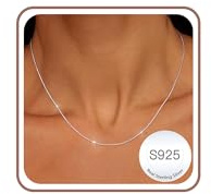 Aretas Sterling Silver Chain Necklace for Women, Womens Ladies 1mm S925 Solid Silver Thin Choker Box Chain Jewellery Gifts for Teen Girls Mum Daughter Auntie Niece Wife 22 Inch