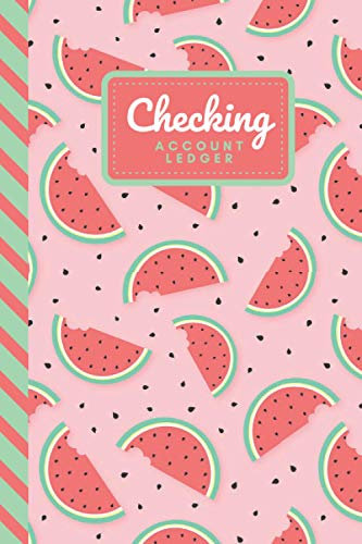 Checking Account Ledger: Watermelon Seed - Pink Mint Green Pattern / Small Check Register for Personal Checkbook / 2,400+ Entries / Spending - Savings ... Notebook / Cute Gift For Organized Person