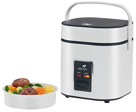 SENYA Cuiseur à Riz 2L – Autocuiseur Électrique avec Cuisson Vapeur, Maintien au Chaud, Arrêt Auto – 400W, Rice Cooker Compact Blanc – Rice Cooker Mini 2L SYCK-RC004