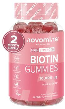 Biotin Gummibärchen – 10.000 mcg – Für 2 Monate – Vegan – Kaubare Haarvitamine – Nahrungsergänzungsmittel gegen Haarausfall und Dünner Werdendes Haar – Haarwachstum Beschleunigen – Von Novomins