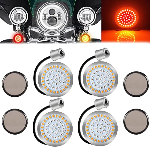 1156 48 LED Moto Anteriore E Posteriore Indicatori Di Con 5cm Lenti Fumè Super Luminoso LED Rosso+Ambra Spia Di Direzione Kit Per Harley Touring Sportster Softail Dyna Fanale Posteriore 4pcs