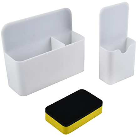 OctBird Porte-Stylo Magnétique 2Pcs avec Eponge Boîte de Rangement Magnétique avec Compartiments Porte Marqueur Magnétique, Porte Crayon Magnétique Boite Aimantée Tableau Blanc pour Ecole Bureau