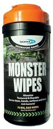 Bond-It MONSTER Wipes Clean Paint Adhesive Glue Sealant Foam Bitumen Oil Grease Multi Purpose MONSTER Wipes Hand Cleaners for Oil & Grease