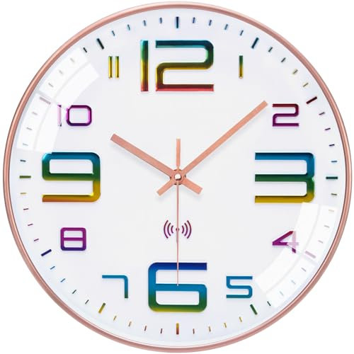 VINILITE Funkuhr 30cm Wanduhr Ohne Tickgeräusche Modern Funkwanduhr Lautlos Große Digitale Wanduhr Batteriebetrieben für Küche, Wohnzimmer, Schlafzimmer, Büro