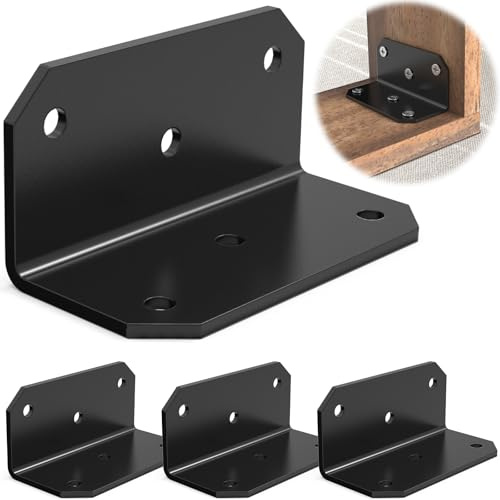 5 x 10 cm galvaniserat hörnstöd, 90 graders vinkeljärnfästen med hål, slitstarkt L-fäste för trästaket, vinkelfästen för hyllor, upphöjda trädgårdssängsstålhörnfästen (4 st)