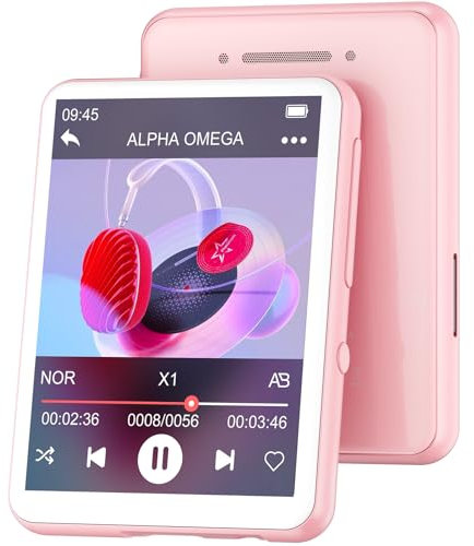 128GB Reproductor MP3 de Bluetooth 5.4, Oilsky 2,4'' Pantalla Táctil Portátil mp3, Reproductor de Música Mp3 con Altavoces, Radio FM, Ebook (Rosa)