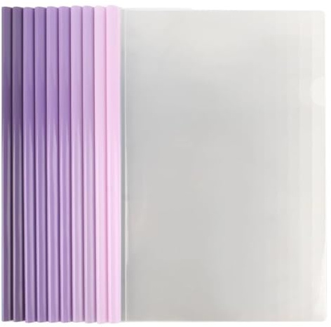 BIVBWQU Lot de 10 couvertures de rapport A4 en plastique, feuilles A4 reliure dossier, classeur avec barre coulissante, violet