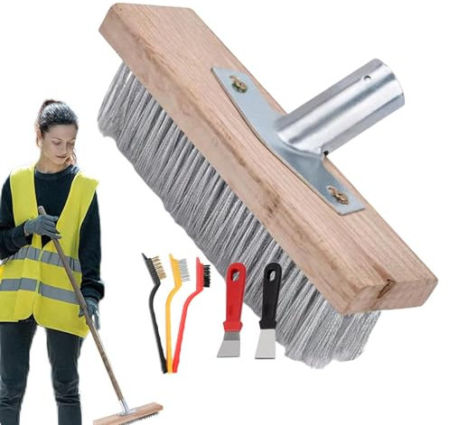 Escobas De Alto Rendimiento De Alta Resistencia Al Aire Libre Para Áreas Y Terraza Al Aire Libre | Escoba De Acero Robusta Con Soporte De Metal, Escobas Calles Duraderas Para El Patio, El Jardín, La A