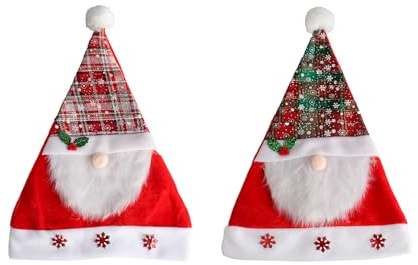 2 PcsChristmas Hats for Adults, Christmas Santa Hats for Adults, Unisex Christmas Headwear, Velvet Extra Thicken Xmas Hat Accessories for Holiday Festival New Year Party Hat Santa Costume(Red/Green)