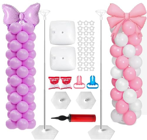 Supporto a colonna per palloncini, kit telescopico per palloncini da pavimento, con design telescopico in metallo riutilizzabile, per decorazione di feste, matrimoni, Natale, compleanno
