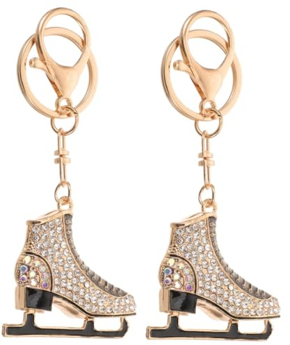 MOTHNUR 2 Stück Strass Eiskunstlauf Schlüsselanhänger Kleine Schlittschuhe Anhänger Modischer Schlüsselring Tasche Deko Geschenk für Mädchen Frauen