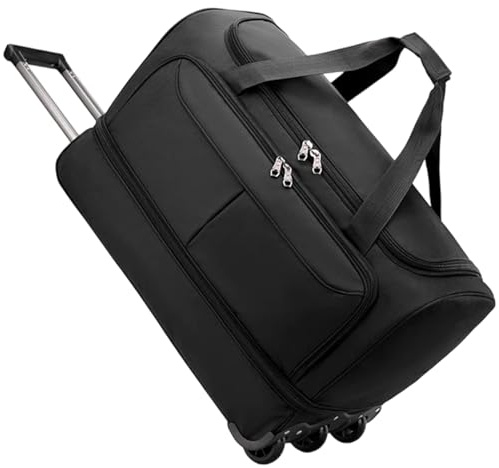 Boniffyy 50/80/115/150L Bolsa De Viaje con Ruedas Maleta De Viaje Grande Expandible Trolley Blanda Maleta Equipaje Liviana Mango Telescópico Impermeable Plegable Suitcase (Negro, Pequeño 50L)