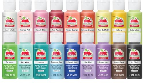 Apple Barrel, Pastel Dreams & Vivid Wonders Collection Acrylic Craft Paint, PROMOTCK, 2 fl oz each, 18 assorted matte colors, 18 count