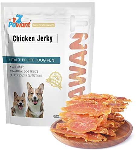 Pawant Chicken Jerky for Dogs Treats Training Snacks Dog Chew Treats Rawhide Free for Small and Large Dog 1lb/454g
