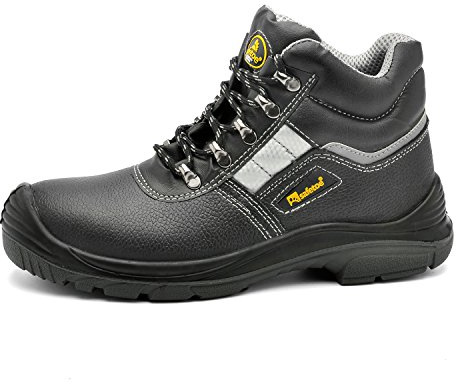 Men Safety Work Boots Steel Toe Boots S3 Cow Leather Water-resistant Lightweight Safety Boots Non-slip Puncture Resistant Safety Shoes(Size UK 10)